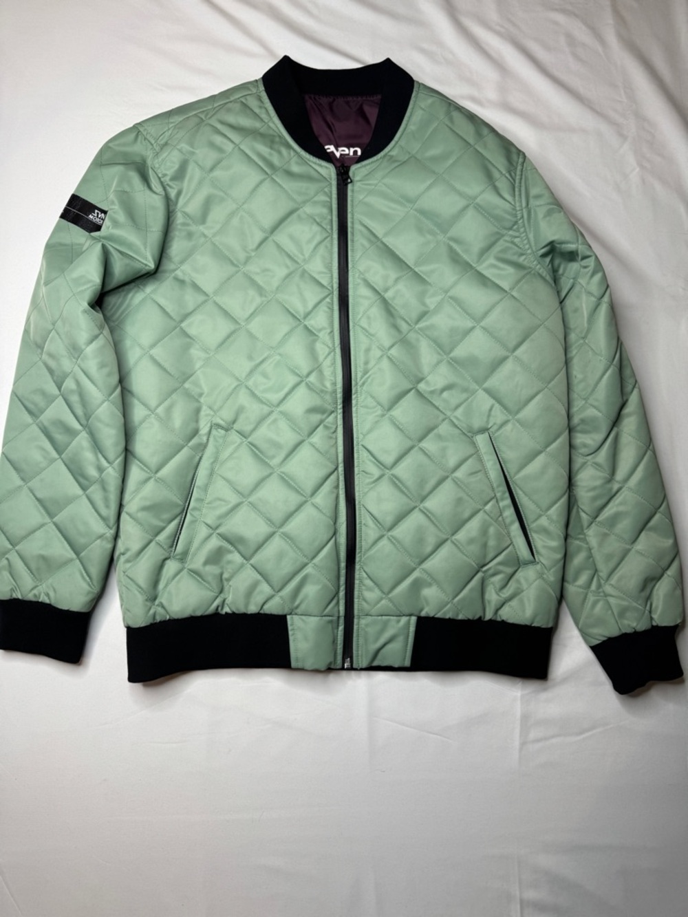 Seven MX Flight Jacket Quilted Bomber Jacket Sage Green Purple Lining L